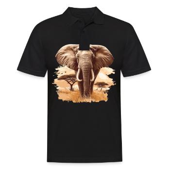 Elefanten Elefant - Männer Poloshirt - Schwarz - Vorne - Kai (181cm)