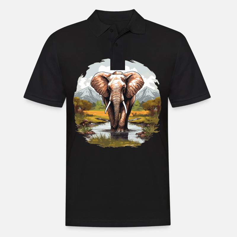 Elefanten Elefant - Männer Poloshirt - Schwarz