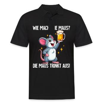 Saufmaus Wie Macht Die Maus - Männer Poloshirt - Schwarz - Vorne - Kai (181cm)