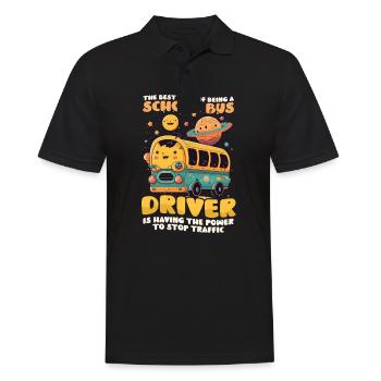 Busfahrer mit Stromstopp Verkehr - Männer Poloshirt - Schwarz - Vorne - Kai (181cm)