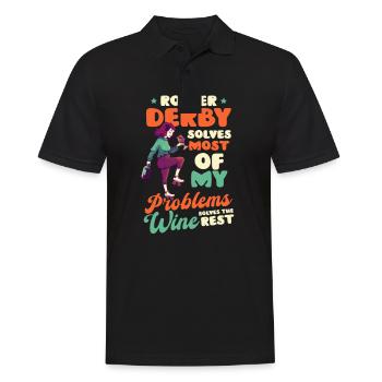 Le roller derby résout la plupart des problèmes Wine Rest - Polo Homme - noir - Devant - Kai (181cm)