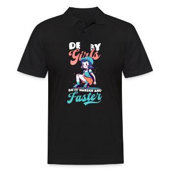 Roller Derby Roller Girls machen es härter und schneller - Männer Poloshirt - Schwarz - Vorne - Kai (181cm)