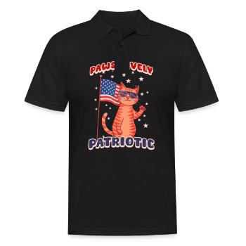 4. Juli Katze Pfotenartig Patriotisch - Männer Poloshirt - Schwarz - Vorne - Kai (181cm)