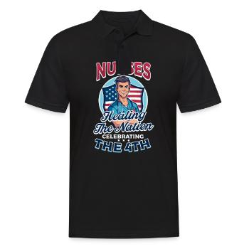 Patriotische Krankenschwestern: Heilung der Nation - Männer Poloshirt - Schwarz - Vorne - Kai (181cm)