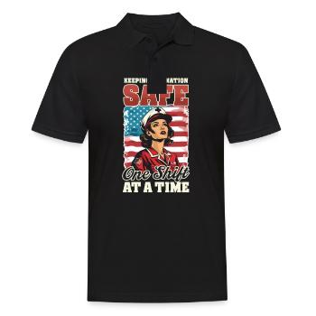 Patriotische Krankenschwester hält die Nation eine Schicht A Ti sicher - Männer Poloshirt - Schwarz - Vorne - Kai (181cm)