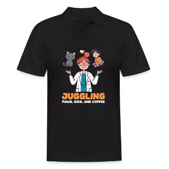 Tierarztmutter jongliert mit Pfoten, Kindern und Kaffee - Männer Poloshirt - Schwarz - Vorne - Kai (181cm)