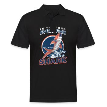 Koi-Fisch Im Teich denkt jeder Fisch, es ist ein Sha - Männer Poloshirt - Schwarz - Vorne - Kai (181cm)