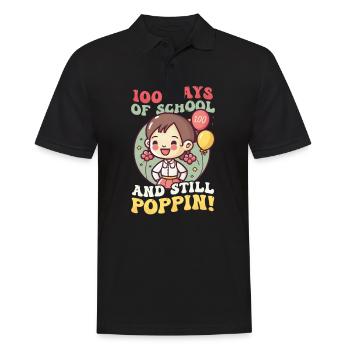 100 Tage in der Schule und immer noch Poppin - Männer Poloshirt - Schwarz - Vorne - Kai (181cm)
