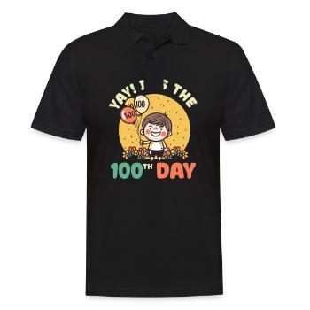 100 Tage in der Schule Juhu, es ist der 100. Tag - Männer Poloshirt - Schwarz - Vorne - Kai (181cm)