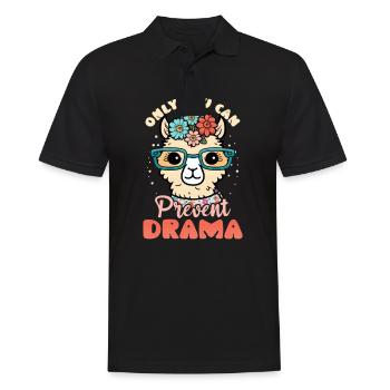 Alpaka-Lama: Sie können Drama verhindern - Männer Poloshirt - Schwarz - Vorne - Kai (181cm)