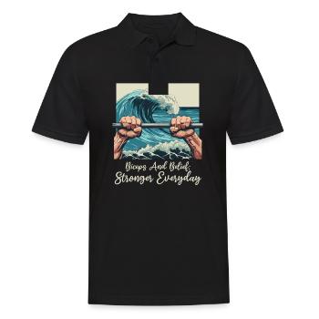 Bizeps beugen Bizeps Bizeps & Glaube: Jeden Tag stärker - Männer Poloshirt - Schwarz - Vorne - Kai (181cm)