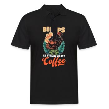 Bizeps beugen Bizeps so stark wie mein Kaffee - Männer Poloshirt - Schwarz - Vorne - Kai (181cm)