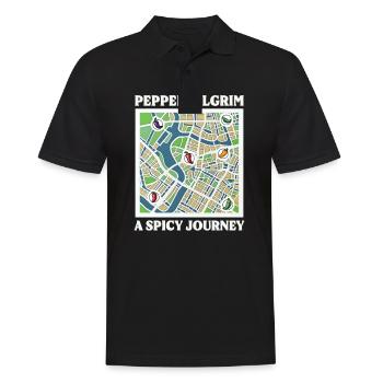 Aficionado de la sauce piquante Pepper Pilgrim : un jour épicé - Polo Homme - noir - Devant - Kai (181cm)