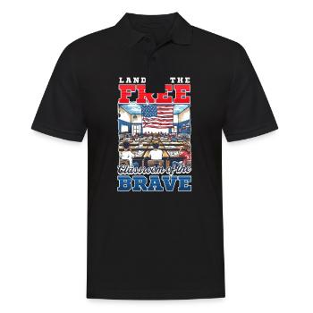 Patriotic Teacher Land Of Free Classroom Of Brave - Men's Polo Shirt - black - Front - Kai (181cm)