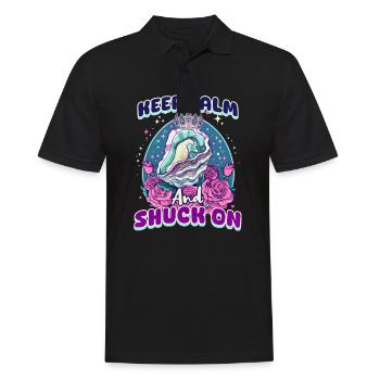 Oyster Keep Calm And Shuck On - Men's Polo Shirt - black - Front - Kai (181cm)