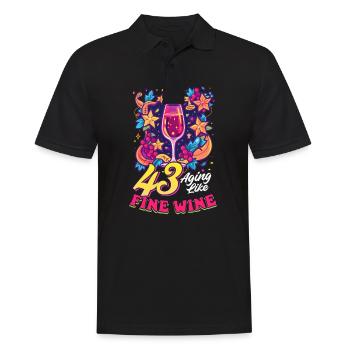 43. Geburtstag 43 - Altern wie guter Wein - Männer Poloshirt - Schwarz - Vorne - Kai (181cm)