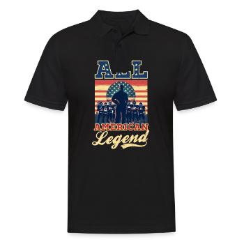 4. Juli Football-Trainer All American Legend - Männer Poloshirt - Schwarz - Vorne - Kai (181cm)