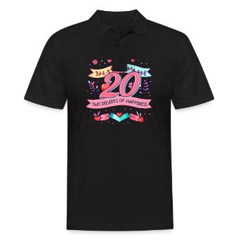 20 ans Anniversaire Deux décennies de bonheur - Polo Homme - noir - Devant - Kai (181cm)