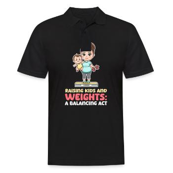 Bodybuilding-Mutter, die Kinder und Gewichte großzieht - Männer Poloshirt - Schwarz - Vorne - Kai (181cm)