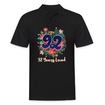 92. Geburtstag 92 Jahre geliebt - Männer Poloshirt - Schwarz - Vorne - Kai (181cm)