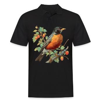 Robin Rotkehlchen - Men's Polo Shirt - black - Front - Kai (181cm)