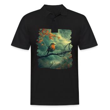 Robin Rotkehlchen - Men's Polo Shirt - black - Front - Kai (181cm)