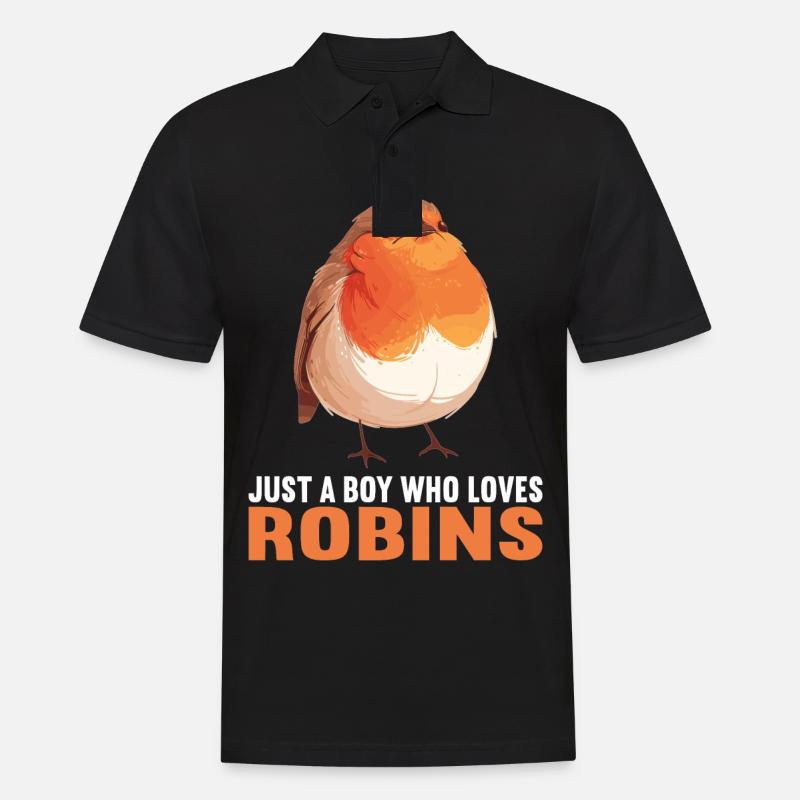 Robin Rotkehlchen - Männer Poloshirt - Schwarz
