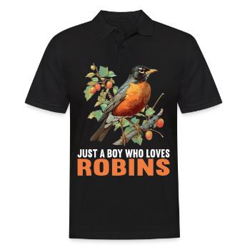 Robin Rotkehlchen - Men's Polo Shirt - black - Front - Kai (181cm)