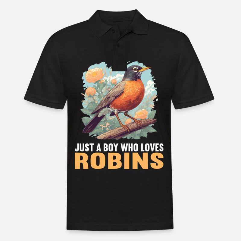 Robin Rotkehlchen - Männer Poloshirt - Schwarz