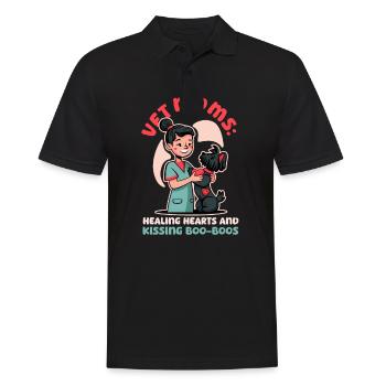 Maman vétérinaire guérissant les cœurs et embrassant les bobos - Polo Homme - noir - Devant - Kai (181cm)