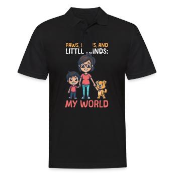 Tierarztmutter Pfoten, Krallen und kleine Hände: Meine Welt - Männer Poloshirt - Schwarz - Vorne - Kai (181cm)