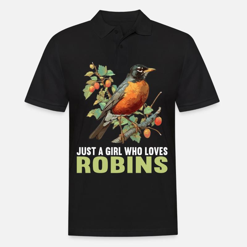 Robin Rotkehlchen - Männer Poloshirt - Schwarz