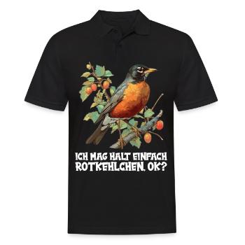 Robin Rotkehlchen - Men's Polo Shirt - black - Front - Kai (181cm)