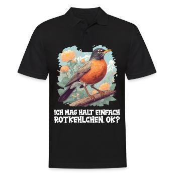 Robin Rotkehlchen - Men's Polo Shirt - black - Front - Kai (181cm)