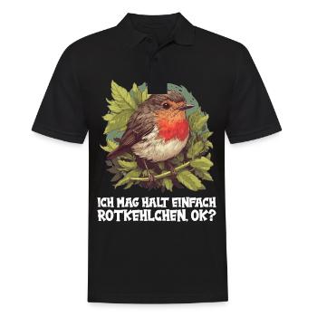 Robin Rotkehlchen - Men's Polo Shirt - black - Front - Kai (181cm)