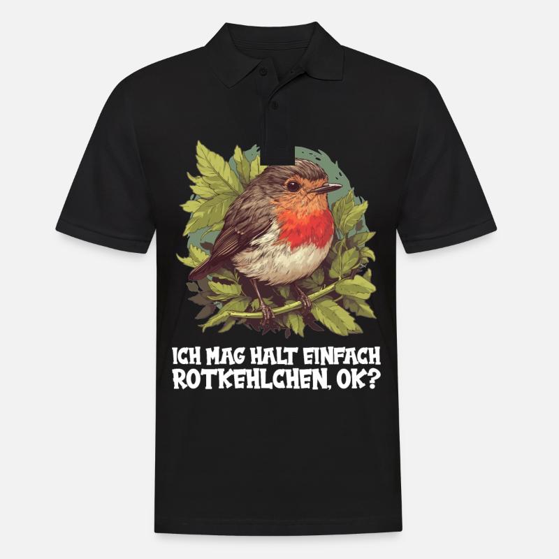 Robin Rotkehlchen - Männer Poloshirt - Schwarz