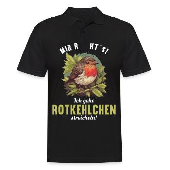 Robin Rotkehlchen - Männer Poloshirt - Schwarz - Vorne - Kai (181cm)