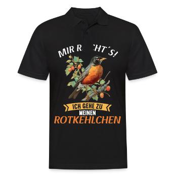Robin Rotkehlchen - Men's Polo Shirt - black - Front - Kai (181cm)
