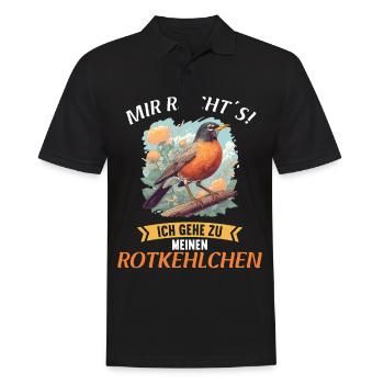 Robin Rotkehlchen - Men's Polo Shirt - black - Front - Kai (181cm)