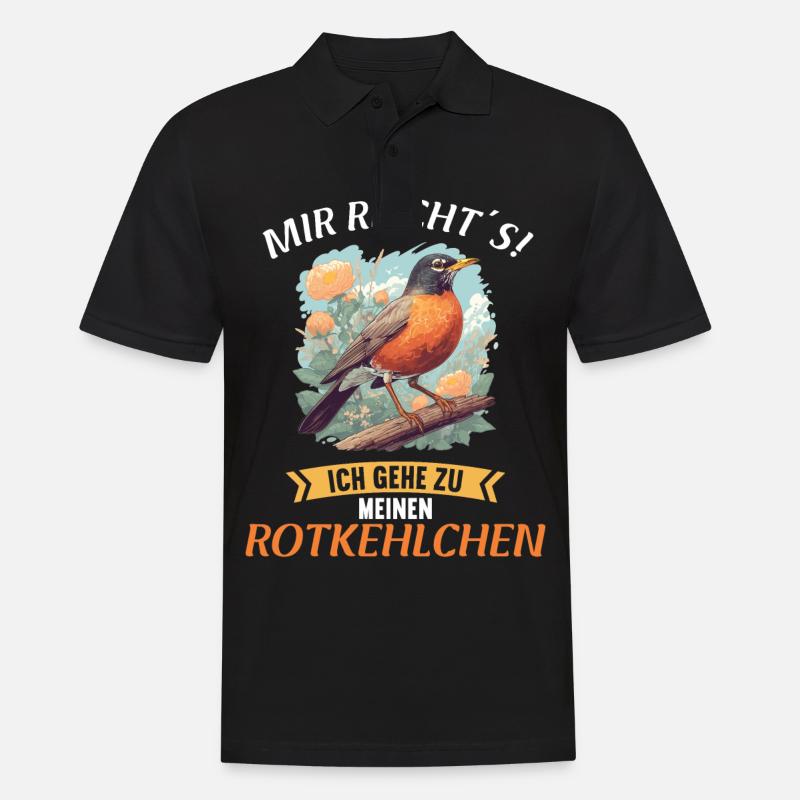 Robin Rotkehlchen - Männer Poloshirt - Schwarz