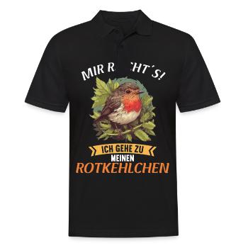 Robin Rotkehlchen - Men's Polo Shirt - black - Front - Kai (181cm)
