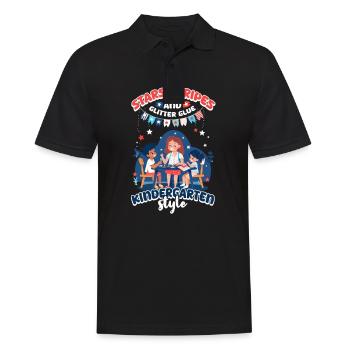 Enseignant de maternelle étoiles rayures paillettes colle - Polo Homme - noir - Devant - Kai (181cm)