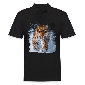 Amur Leopard Amurleoparden Amurleopard - Men's Polo Shirt - black - Front - Kai (181cm)