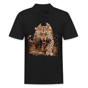 Amur Leopard Amurleoparden Amurleopard - Men's Polo Shirt - black - Front - Kai (181cm)