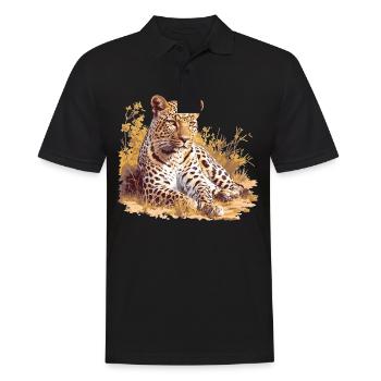 Amur Leopard Amurleoparden Amurleopard - Men's Polo Shirt - black - Front - Kai (181cm)