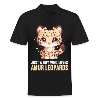 Amur Leopard Amurleoparden Amurleopard - Men's Polo Shirt - black - Front - Kai (181cm)