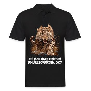 Amur Leopard Amurleoparden Amurleopard - Men's Polo Shirt - black - Front - Kai (181cm)