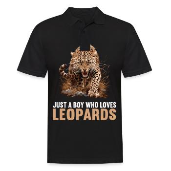 Leoparden Leopard - Männer Poloshirt - Schwarz - Vorne - Kai (181cm)