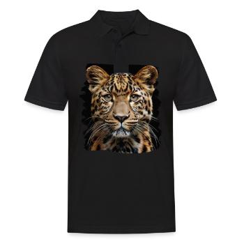 Leoparden Leopard - Männer Poloshirt - Schwarz - Vorne - Kai (181cm)