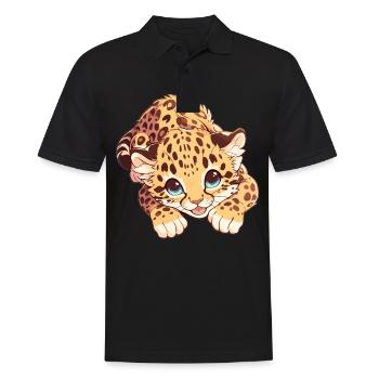 Leoparden Leopard - Männer Poloshirt - Schwarz - Vorne - Kai (181cm)